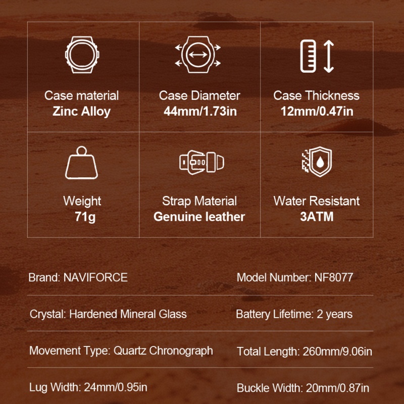 NAVIFORCE Male Stylish Chronog - Outdoor Sport Smart Watch 评论和价格